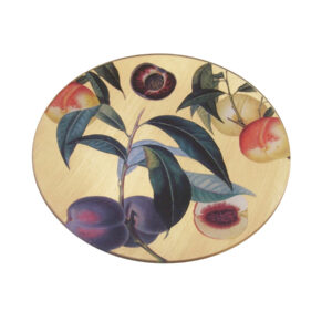 Peach and Plum- 8" Round Tray in gold
