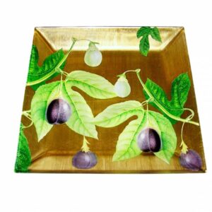 Passion Fruit - 10" Flared Square Plate in gold